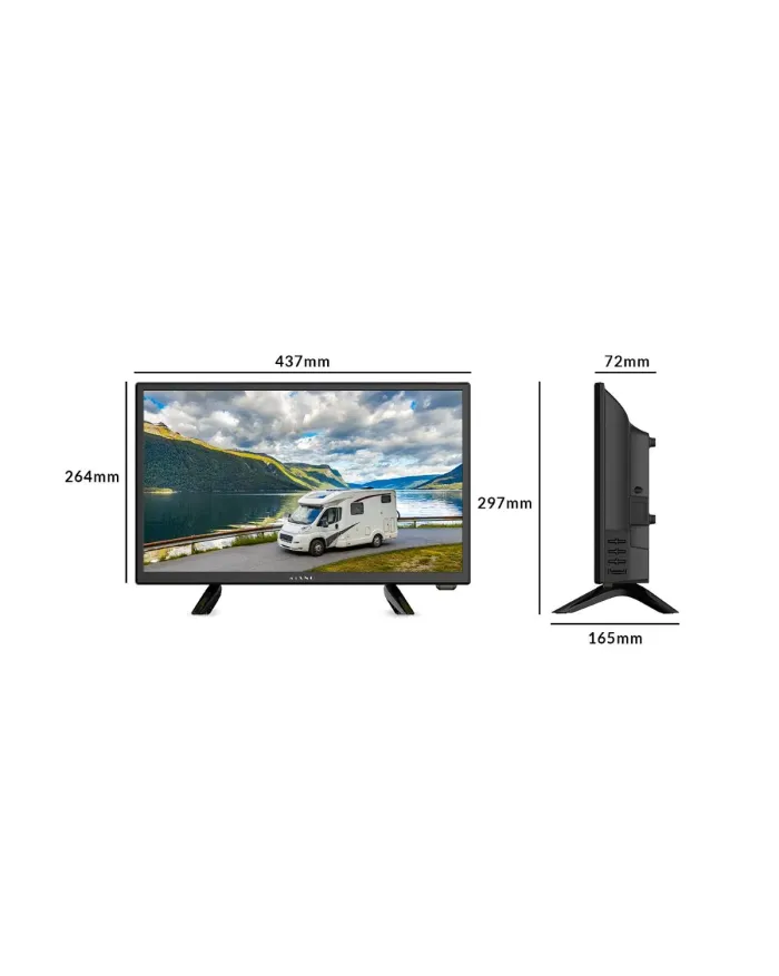 Telewizor LED KIANO SLIMTV 19" TRAVEL Idealny do kampera, ciężarówki, ładowarka 12V