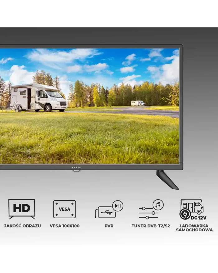 Telewizor LED KIANO SLIMTV 19" TRAVEL Idealny do kampera, ciężarówki, ładowarka 12V