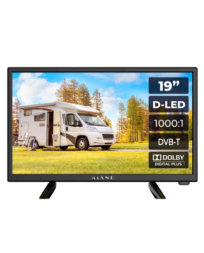 Telewizor LED KIANO SLIMTV 19" TRAVEL Idealny do kampera, ciężarówki, ładowarka 12V