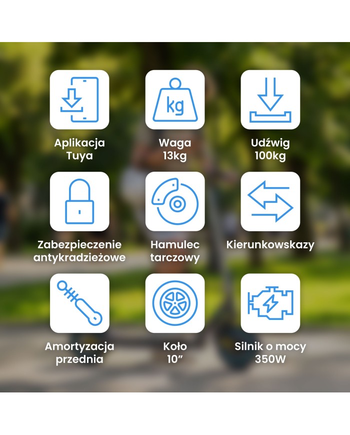 Hulajnoga elektryczna Motus Scooty 10 Elite - 350W, 40 km zasięgu