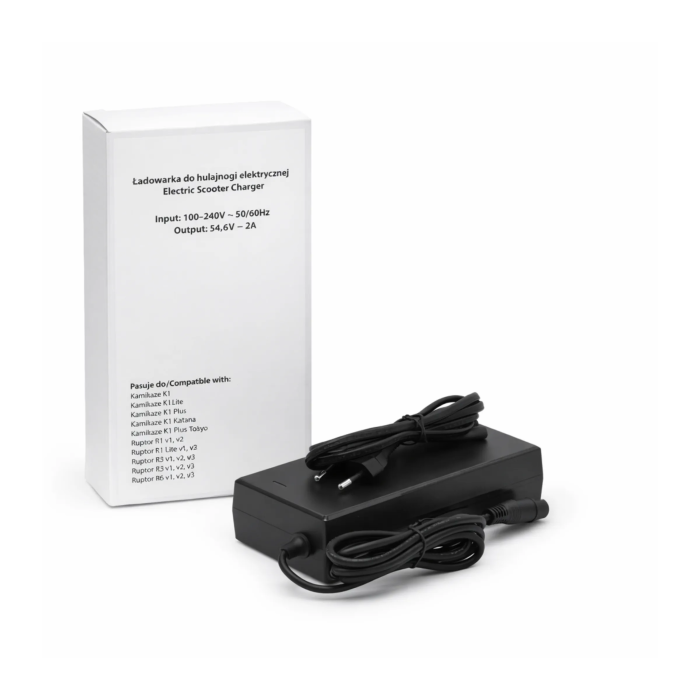 Ładowarka do hulajnogi elektrycznej 54,6V 2A – do Kamikaze K1 / K1 Lite / K1 Plus / Katana / Ruptor R1 / R3 / R6