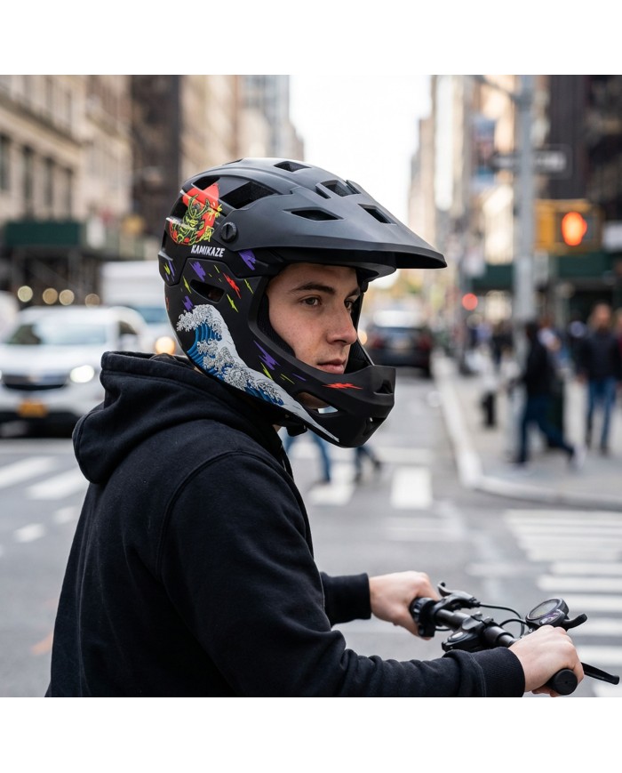 Kask szczękowy Kamikaze RONIN Wave Black