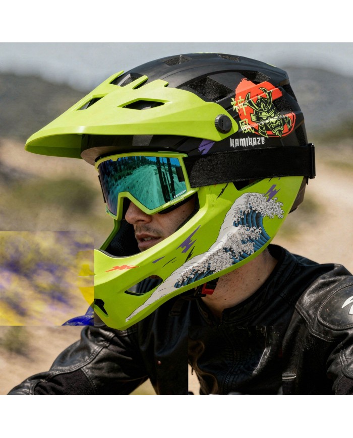 Kask szczękowy Kamikaze RONIN Wave Green
