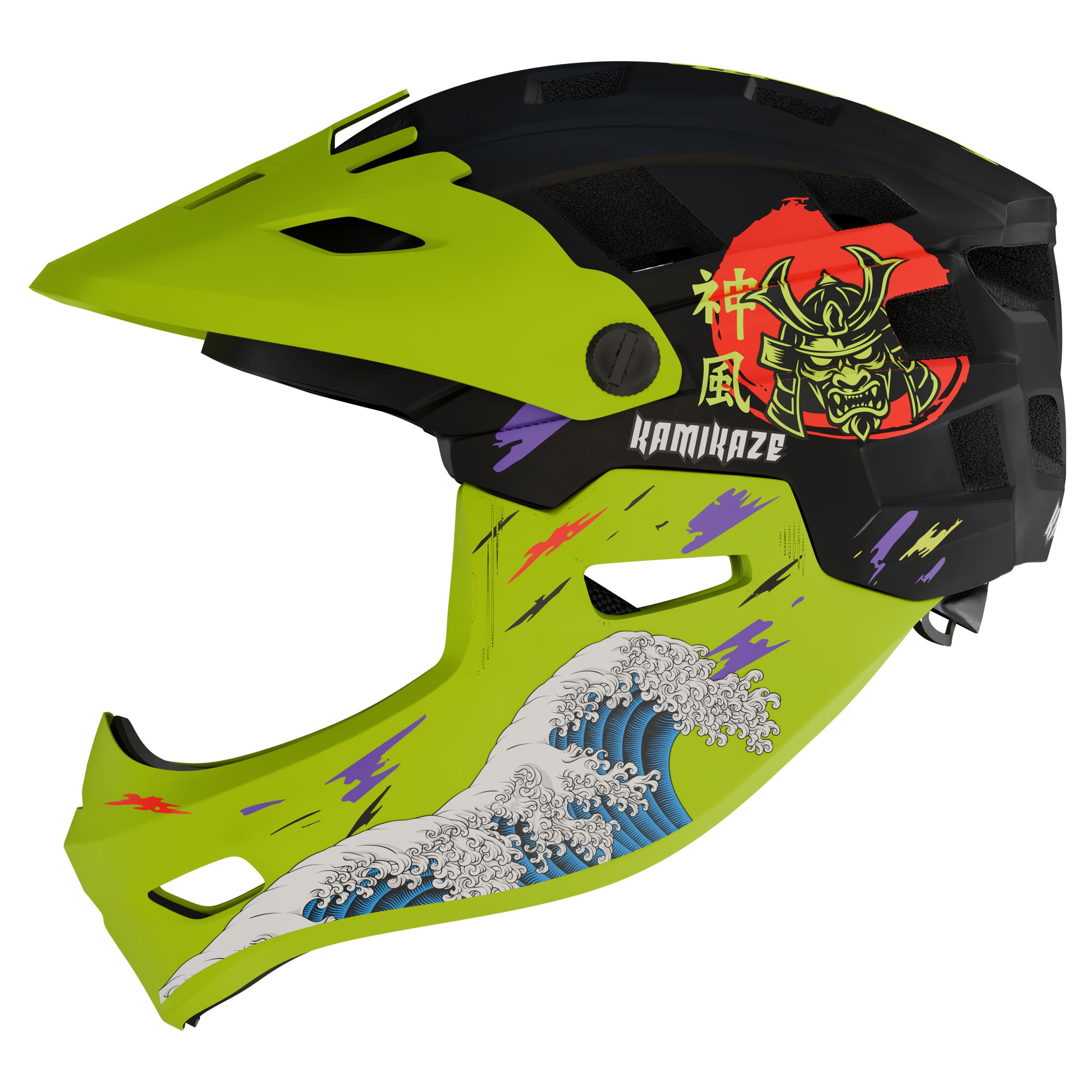 Kask szczękowy Kamikaze RONIN Wave Green