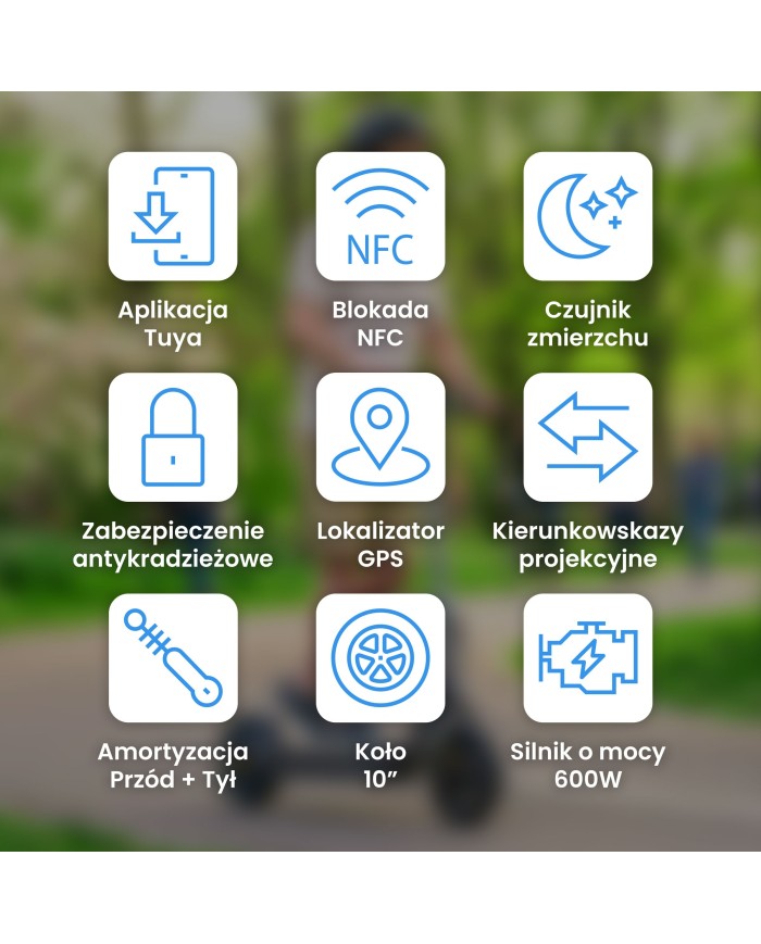 Hulajnoga elektryczna Motus Scooty 10 Pro - 600W, 15Ah, 70 km zasięgu
