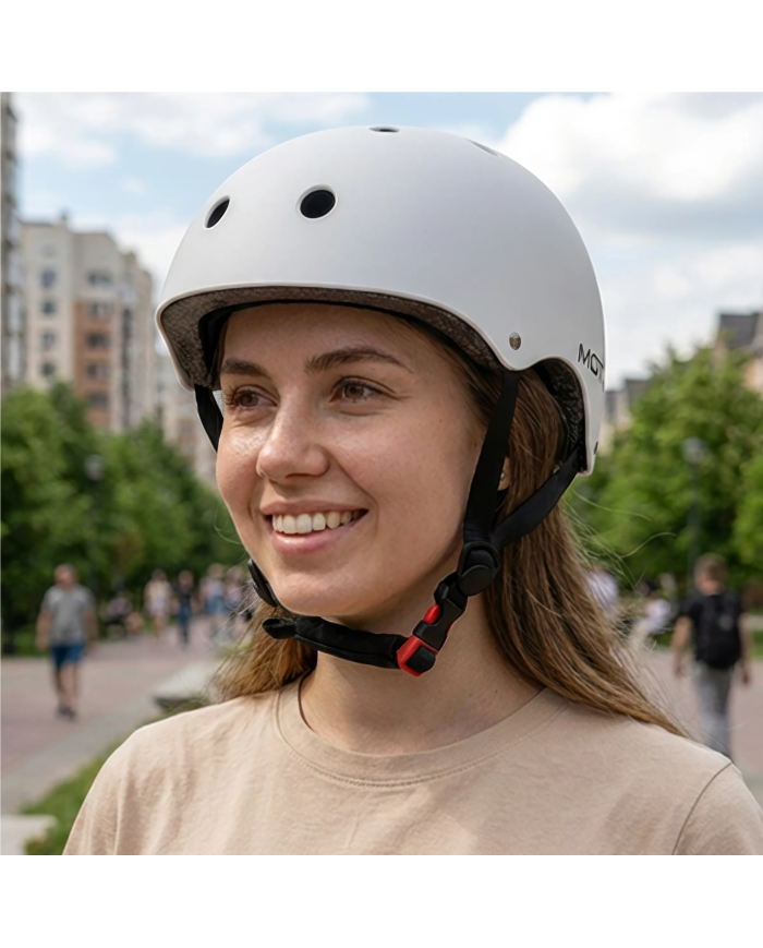 Regulowany kask MOTUS biały na rower, hulajnogę elektryczną