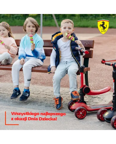 Ferrari hulajnoga dziecięca trójkołowa 2W1 FXK28-2 Czerwona